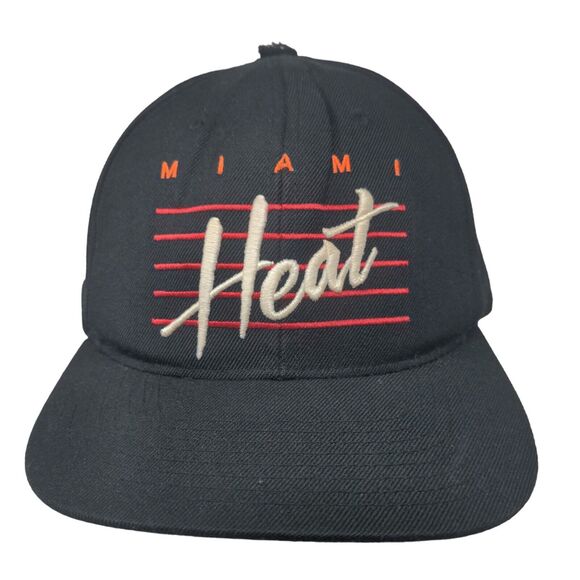 Mitchell & Ness Men's Snapback Hat Black Embroidered Miami Heat NBA Logo - Picture 1 of 10